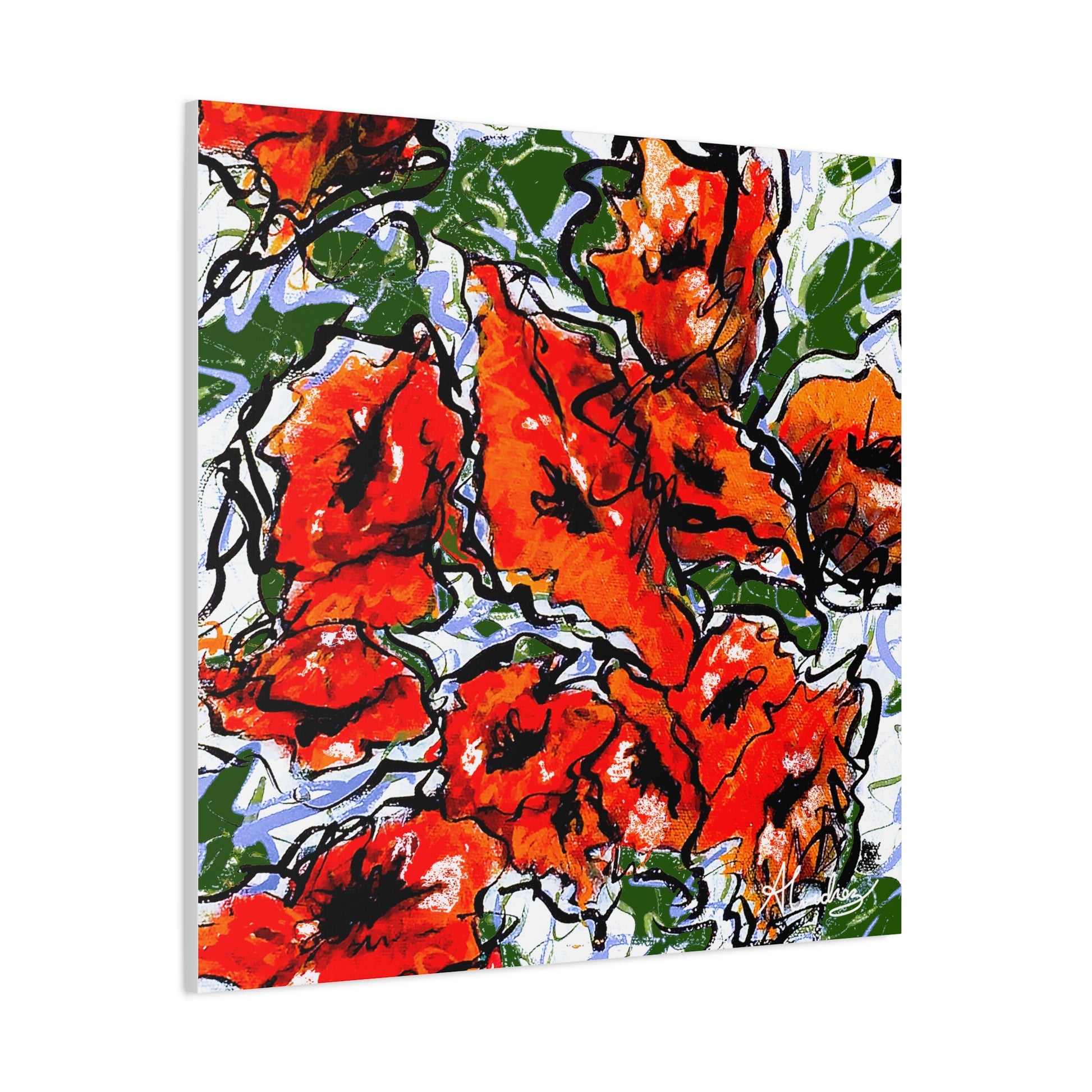 canvas print of vibrant Spanish poppy flowers