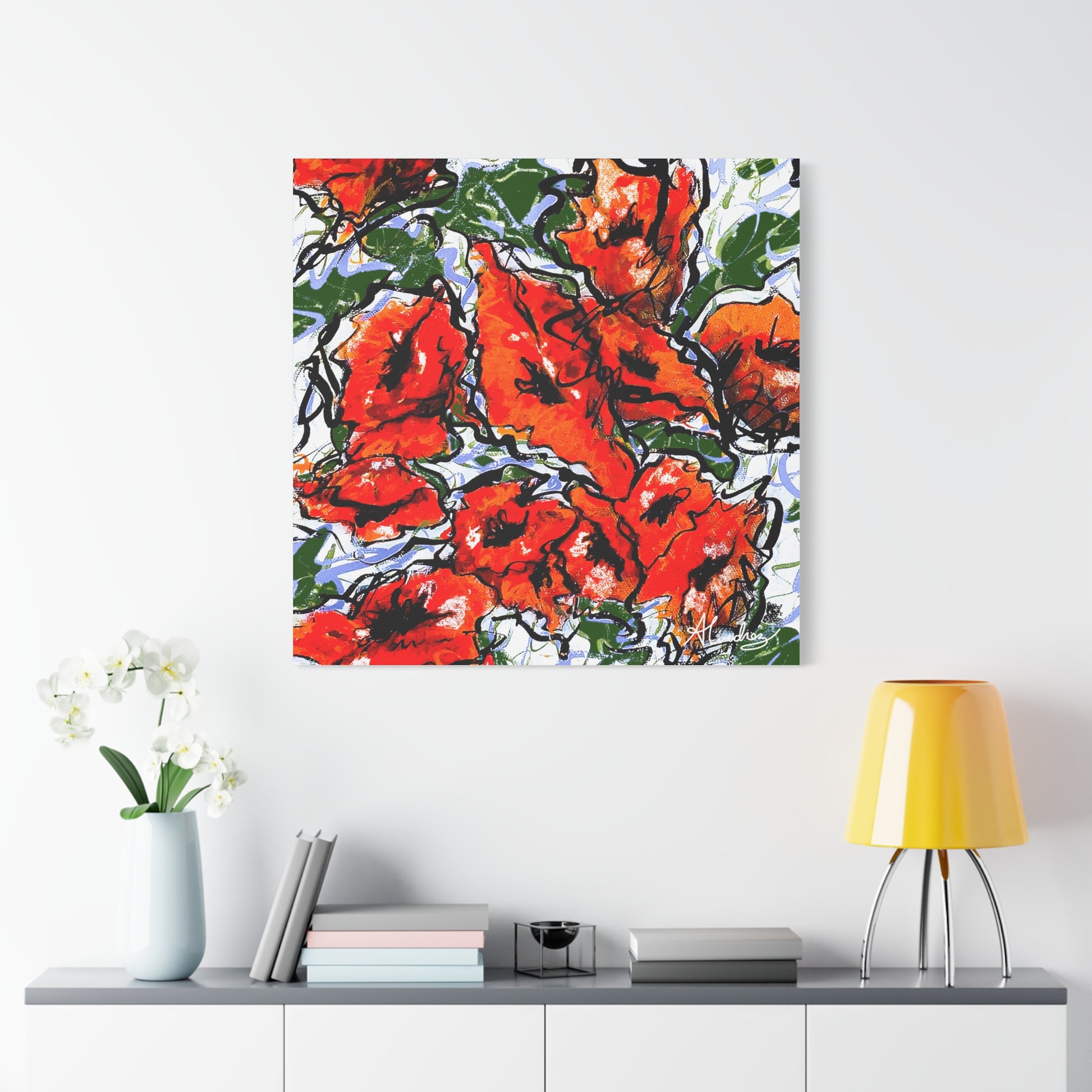 canvas print hanging in contemporary room