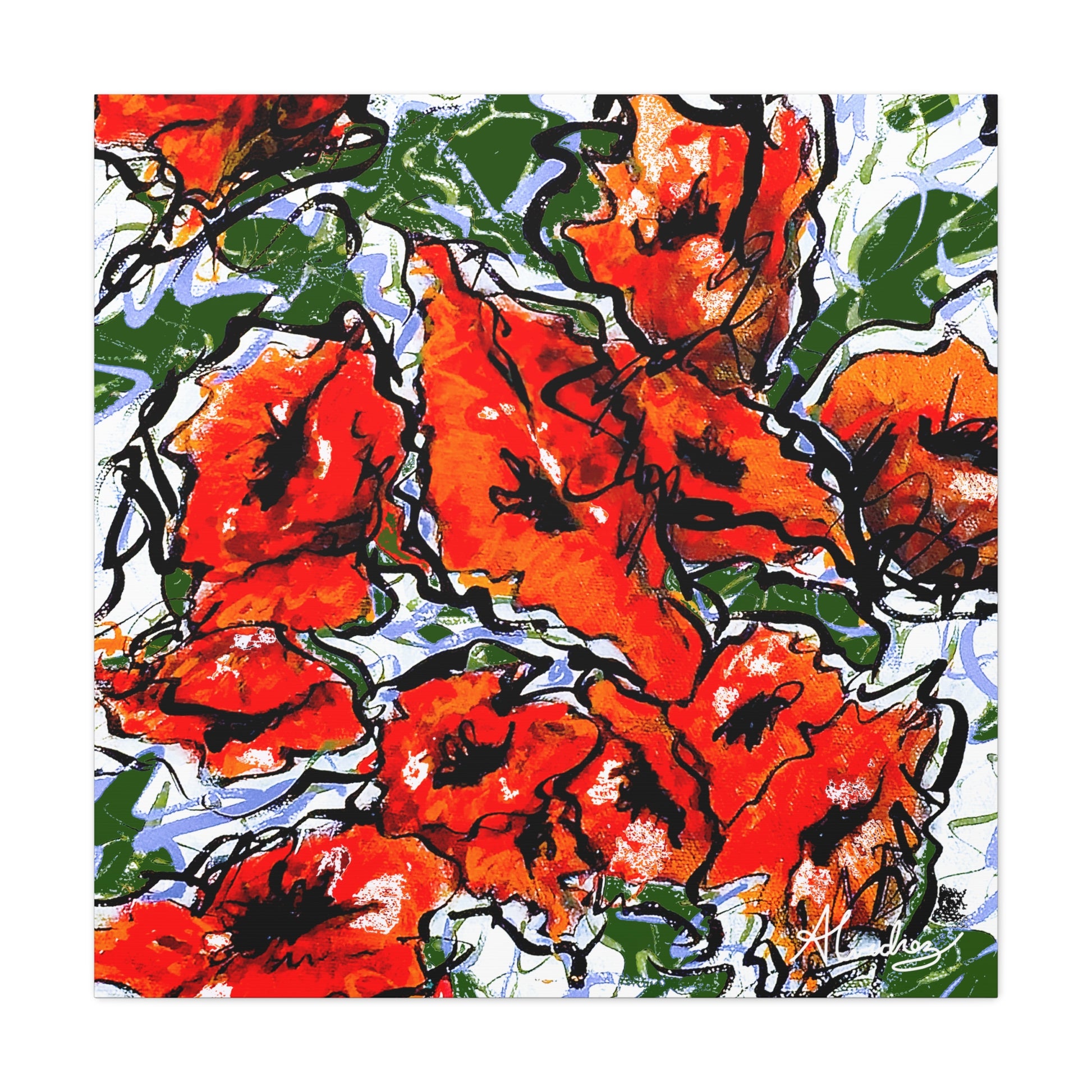 canvas print of vibrant Spanish poppy flowers