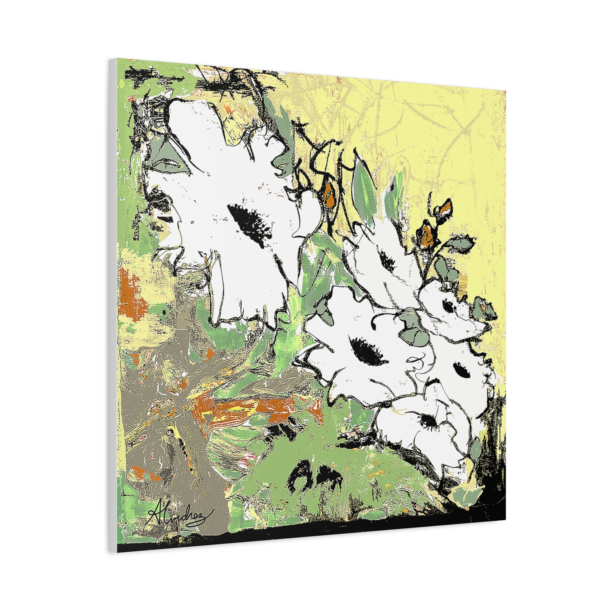 abstract white poppy flower canvas prints
