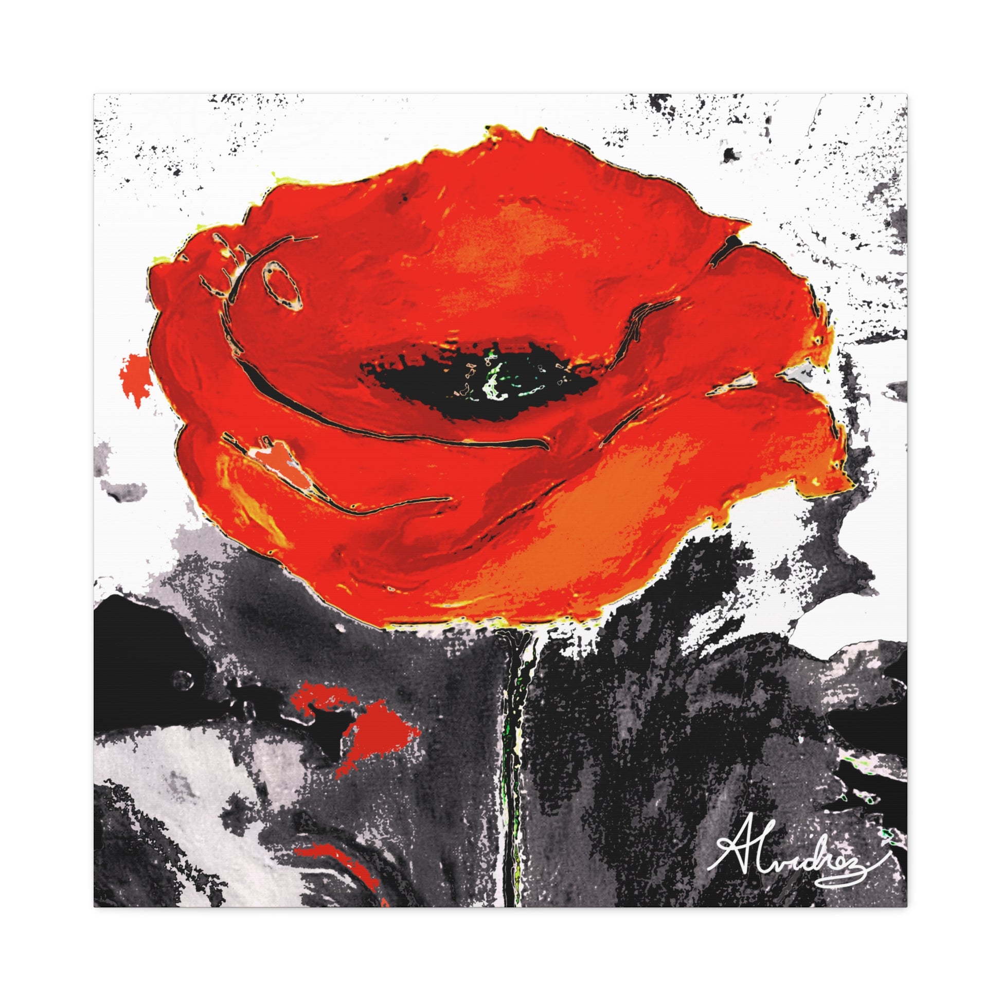 bright scarlet poppy flower painting