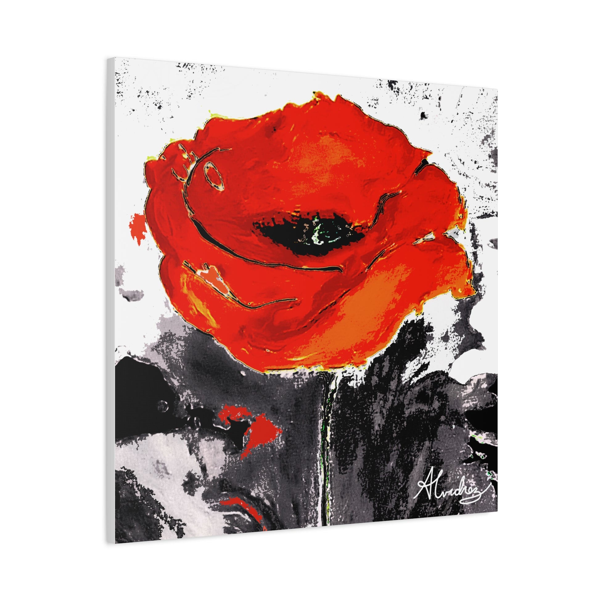 bright red poppy painting