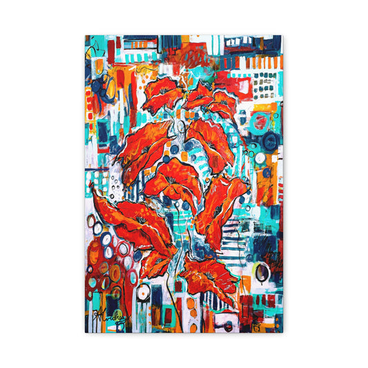 urban poppy flower canvas print