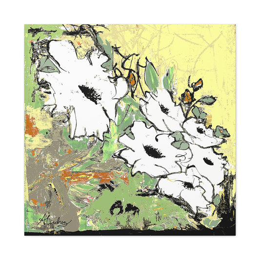 abstract white poppy flower canvas prints