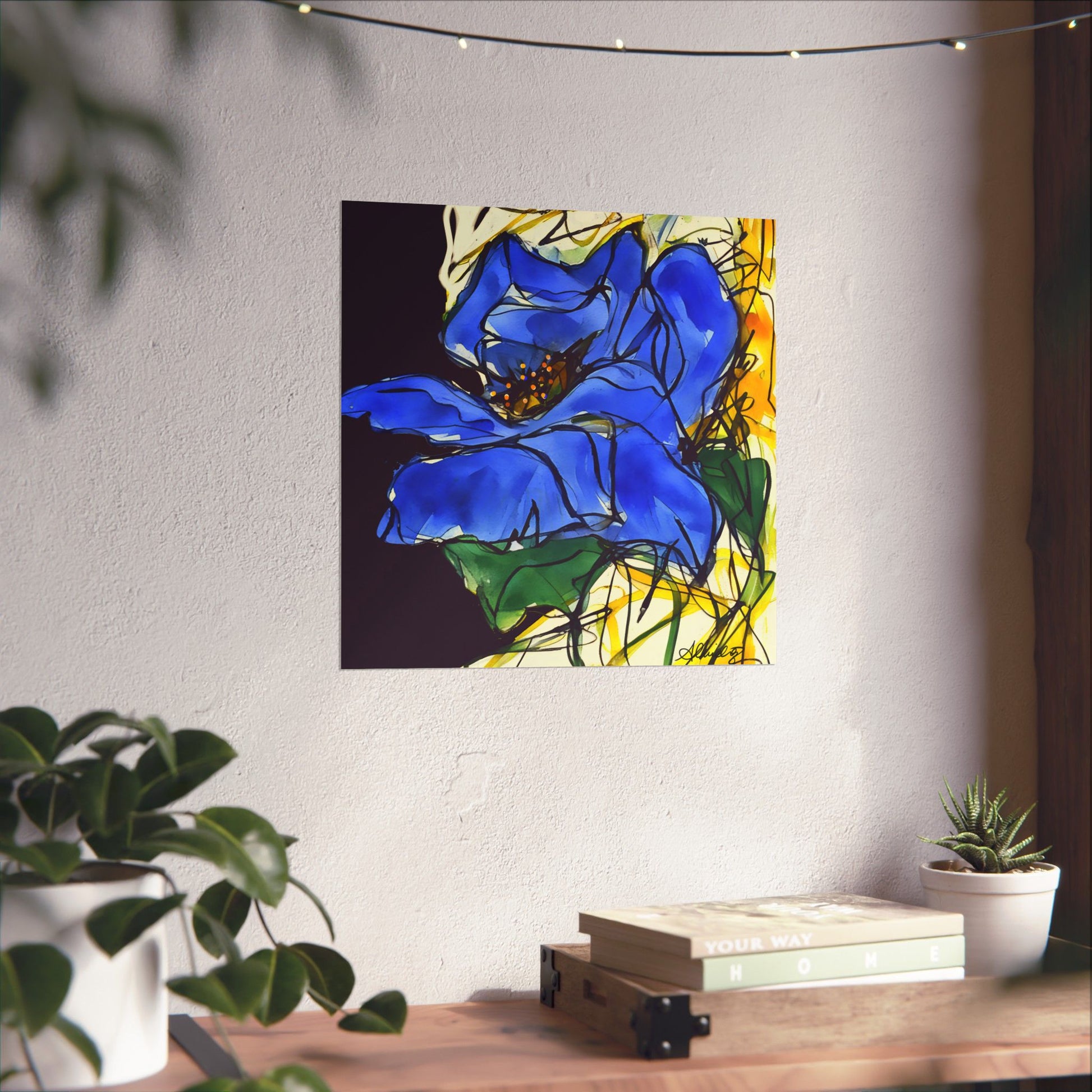 Himalayan Blue Poppy Fine Art Print on wall