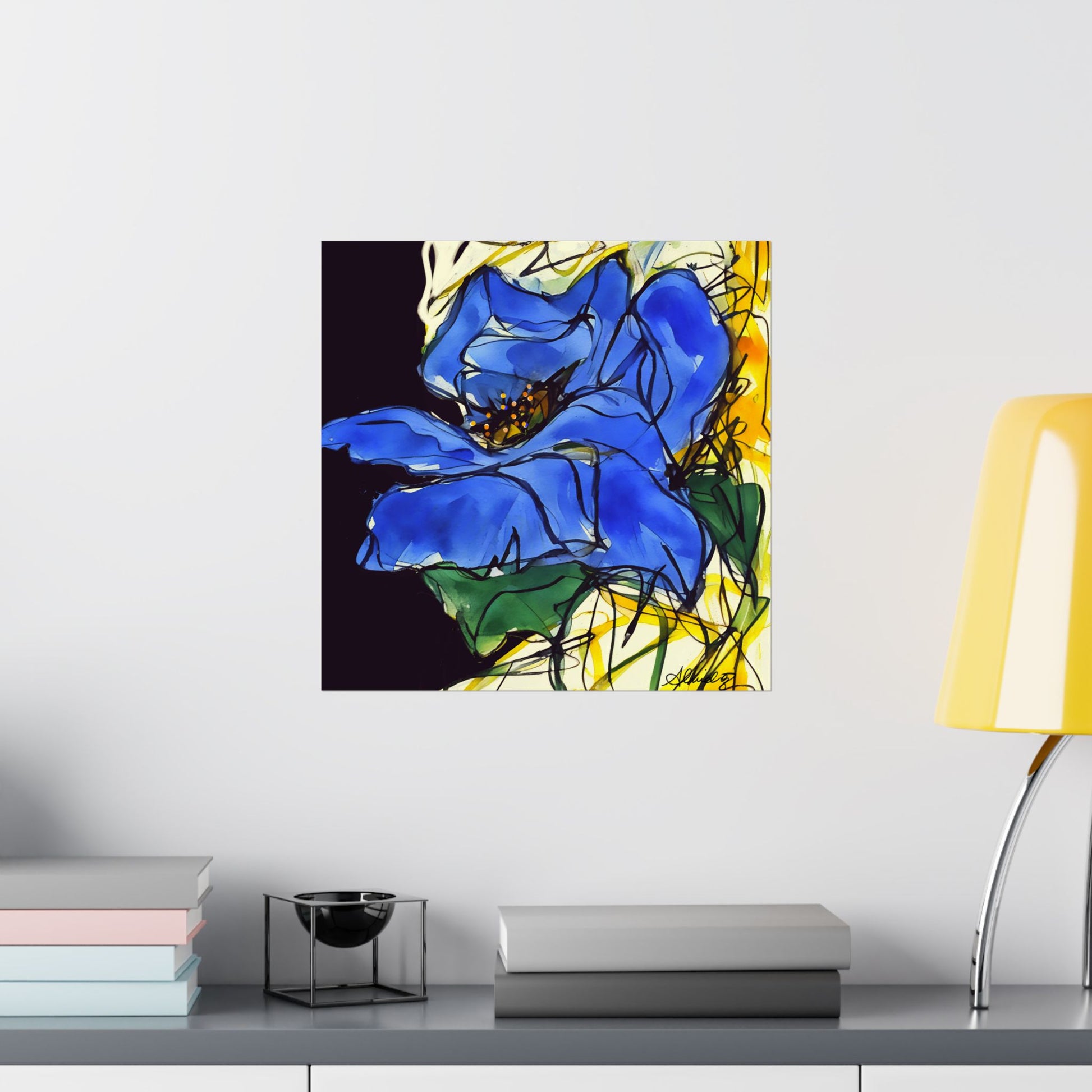 Himalayan Blue Poppy Fine Art Print on wall